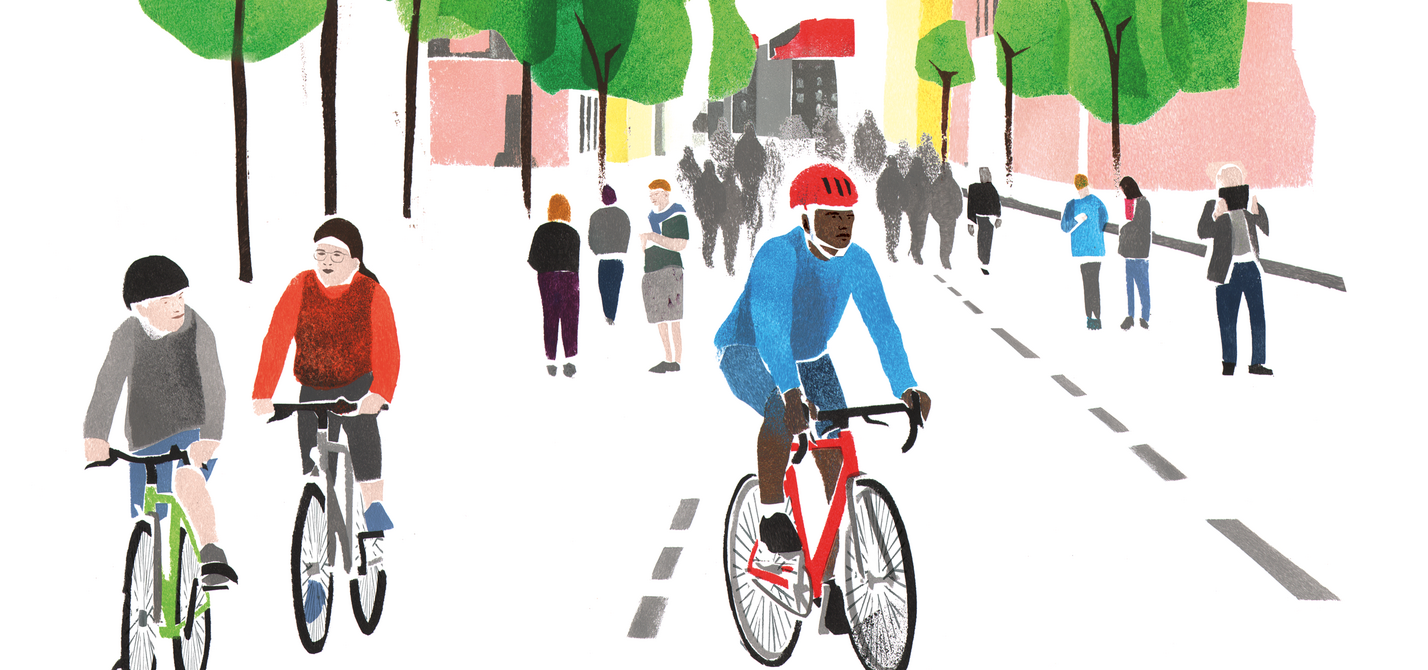 Illustration InnoRAD Autofreie Straßen Illustration InnoRAD Autofreie Straßen