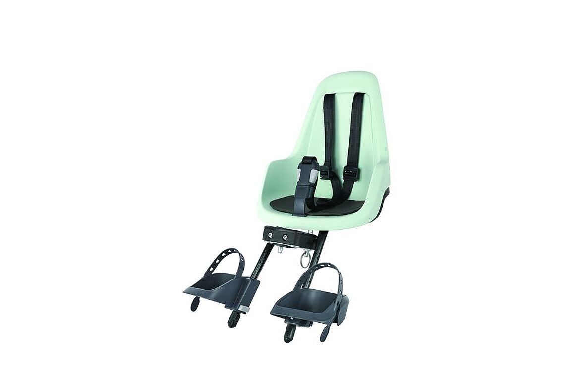 Kindersitz von Bobike für die Montage vorne. Freisteller eines Kindersitzes von Bobike für die Montage vorne.
